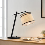 Gaines Black Art Deco Modern Table Lamp with Linen Shade