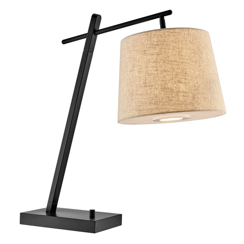 Gaines Black MCM Modern Table Lamp with Linen Shade