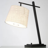 Gaines Black MCM Modern Table Lamp with Linen Shade