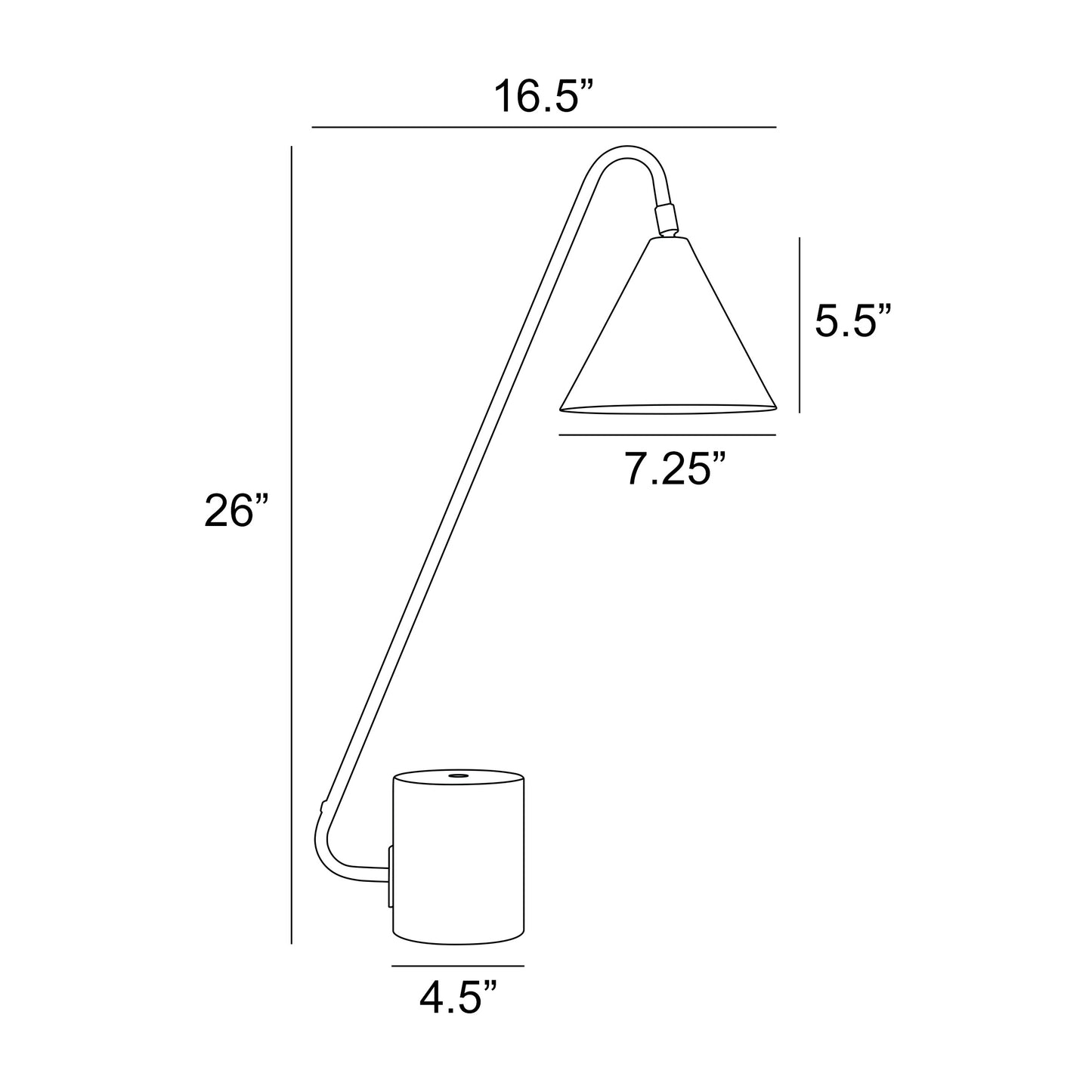 Quade 1-Light Black Modern Cone Desk or Table Lamp