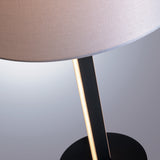 Lucci Black Metal Table Lamp with LED Night Light & White Linen Drum Shade