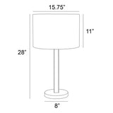 Lucci Black Metal Table Lamp with LED Night Light & White Linen Drum Shade