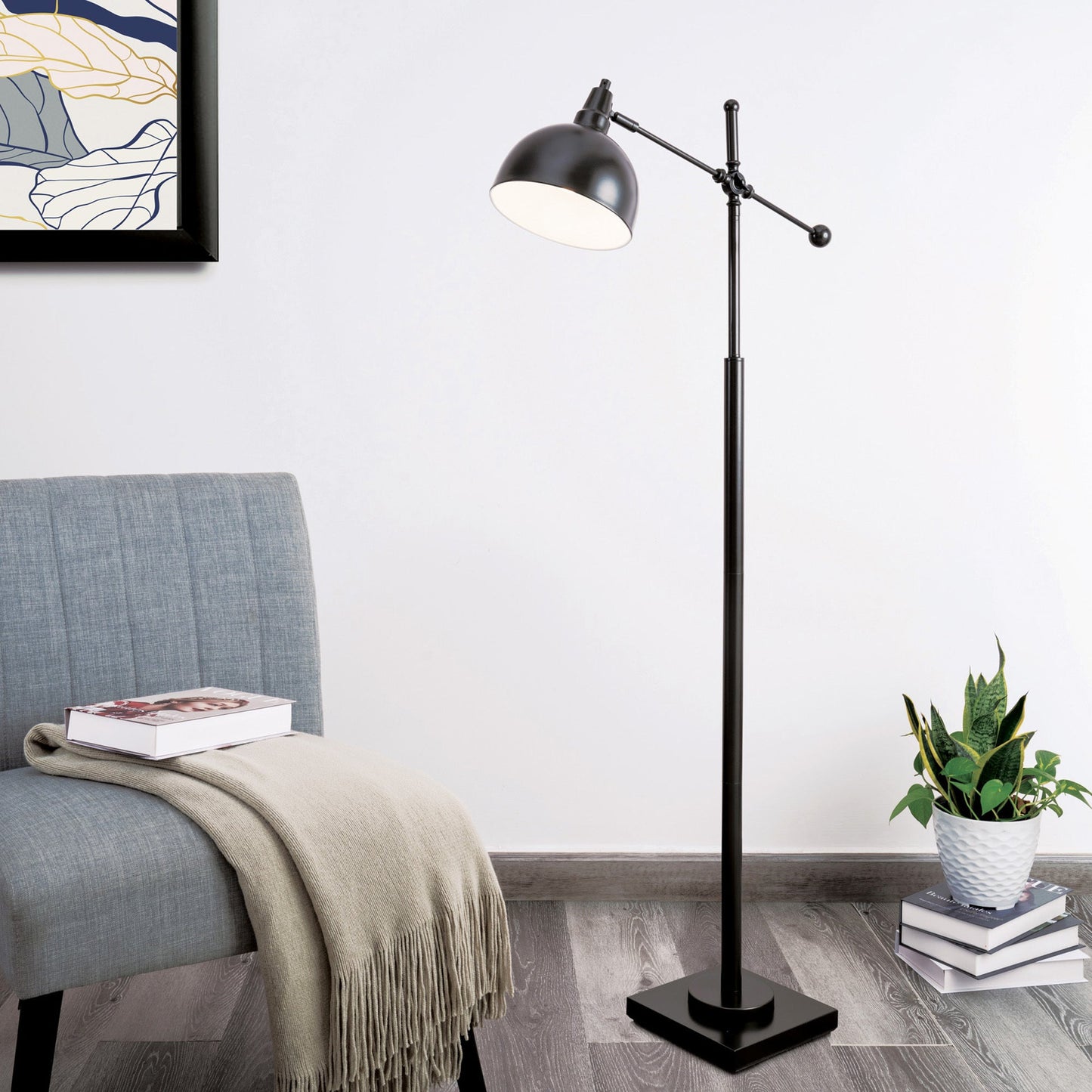 Cupola Adjustable Task Light Floor Lamp in Bronze or Satin Nickel by Lite Source