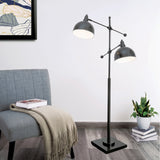 Cupola Adjustable 2-Light Task Light Floor Lamp in Bronze, Brass or Satin Nickel by Lite Source