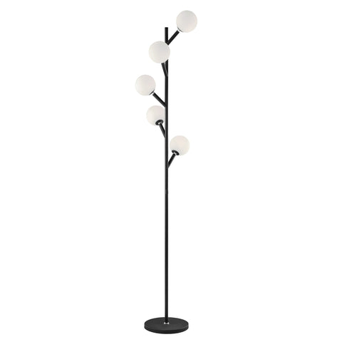 Blanca Modern Globe MCM Standing Tree Lamp in Silver or Black 