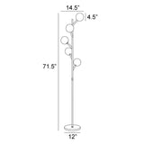 Blanca Modern Globe MCM Standing Tree Lamp in Silver or Black 