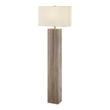 Mulder Square Chunky Modern Wood MCM Floor Lamp with Linen Shade by Lite Source