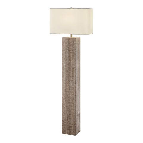 Mulder Square Chunky Modern Wood MCM Floor Lamp with Linen Shade by Lite Source