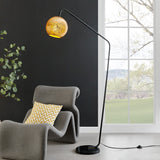 Molina Black Metal & Gold Metallic Mercury Glass Modern Floor Lamp