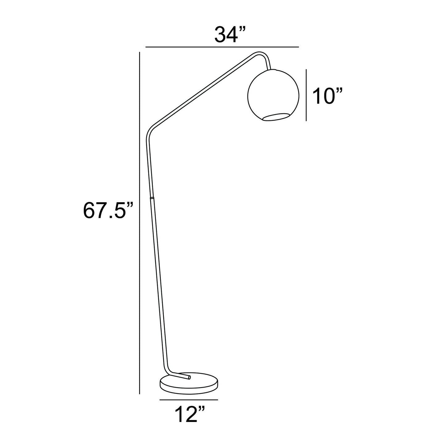 Molina Black Metal & Silver Metallic Mercury Glass Modern Floor Lamp