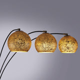 Molina Black Metal & Gold Metallic Mercury Glass 3-Light Modern Arc Floor Lamp