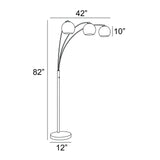 Molina Black Metal & Gold Metallic Mercury Glass 3-Light Modern Arc Floor Lamp