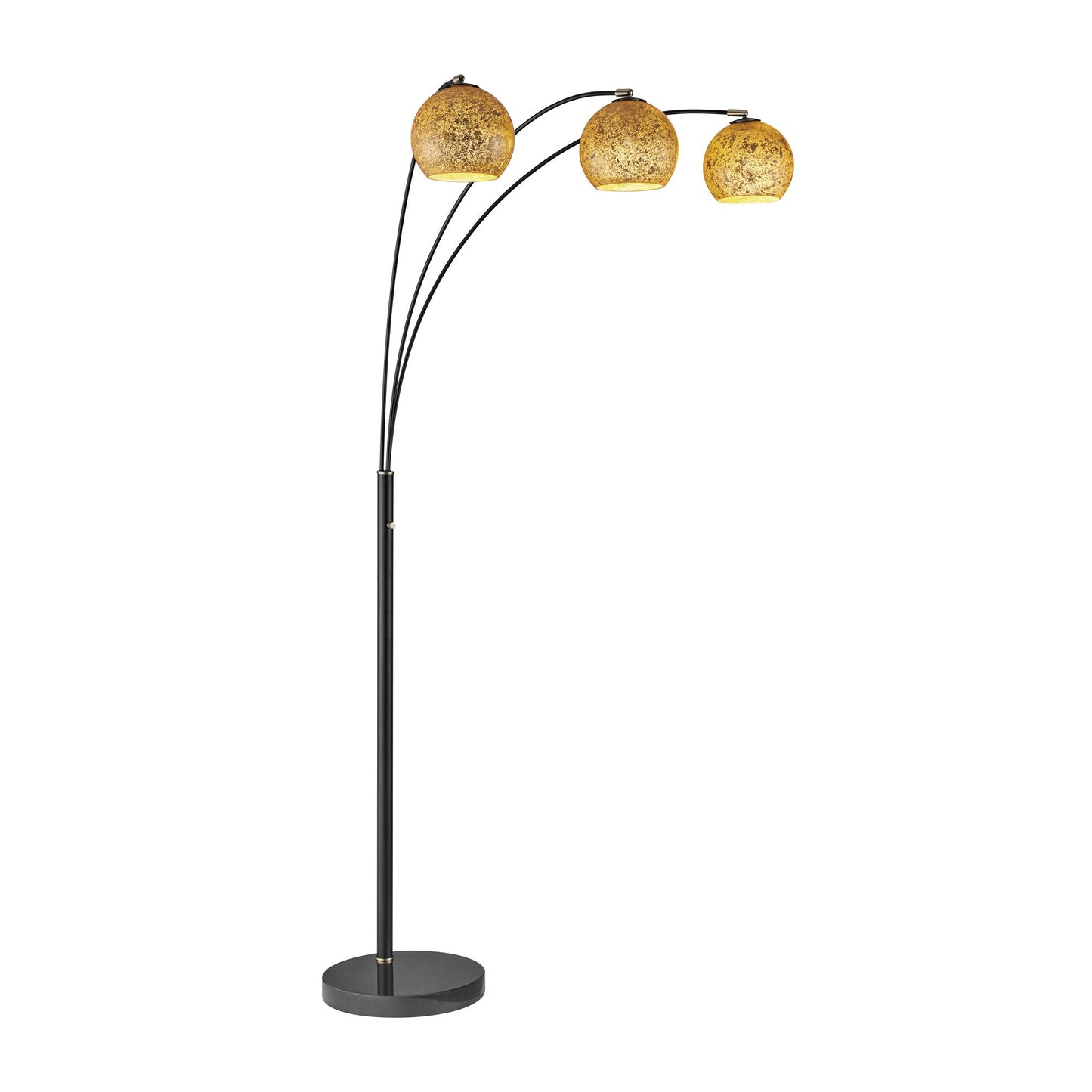 Molina Black Metal & Gold Metallic Mercury Glass 3-Light Modern Arc Floor Lamp