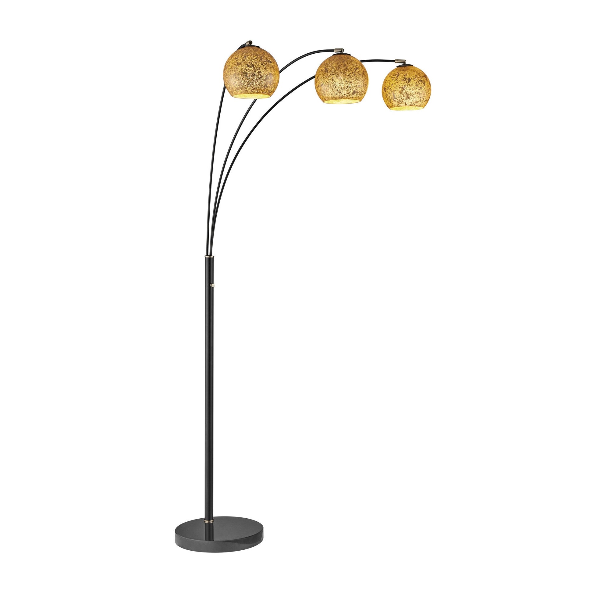 Molina Black Metal & Gold Metallic Mercury Glass 3-Light Modern Arc Floor Lamp