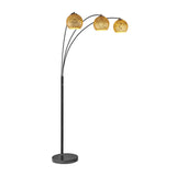 Molina Black Metal & Gold Metallic Mercury Glass 3-Light Modern Arc Floor Lamp