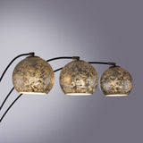 Molina Black Metal & Silver Metallic Mercury Glass 3-Light Modern Arc Floor Lamp