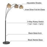Molina Black Metal & Silver Metallic Mercury Glass 3-Light Modern Arc Floor Lamp