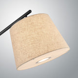 Gaines Black MCM Modern Arc Floor Lamp with Linen Shade