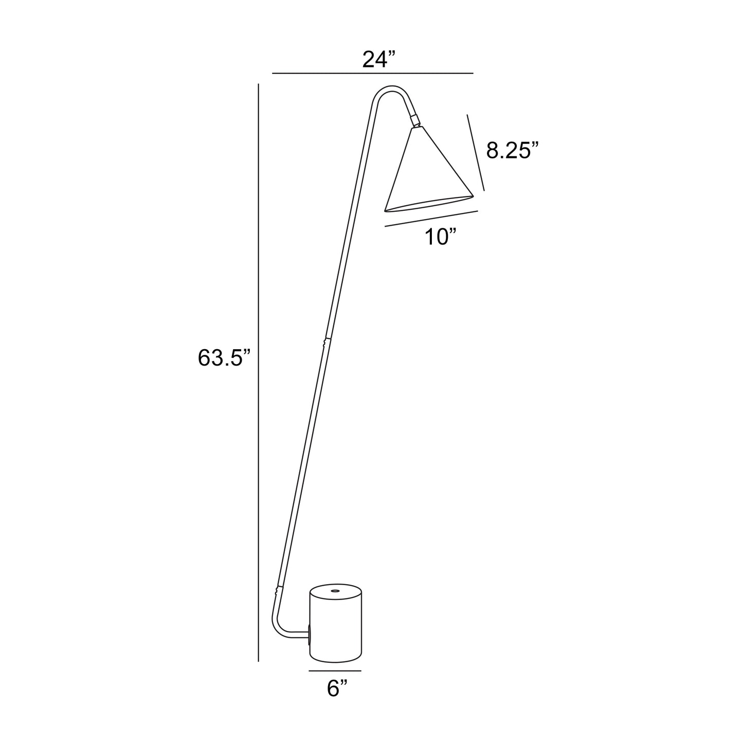 Quade 1-Light Black Modern Cone Floor Lamp