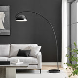 Raelynn Modern Black Metal & Marble Retro Arc Floor Lamp