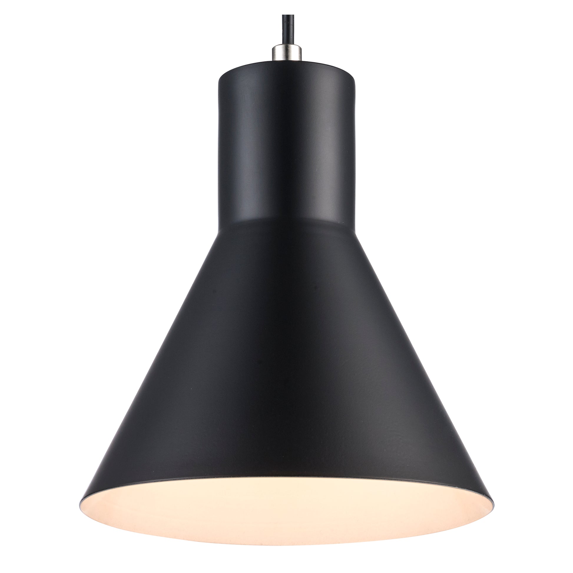 Belinda Modern Metal Cone Downlight Pendant Lamp - Matte Black and Polished Nickel 