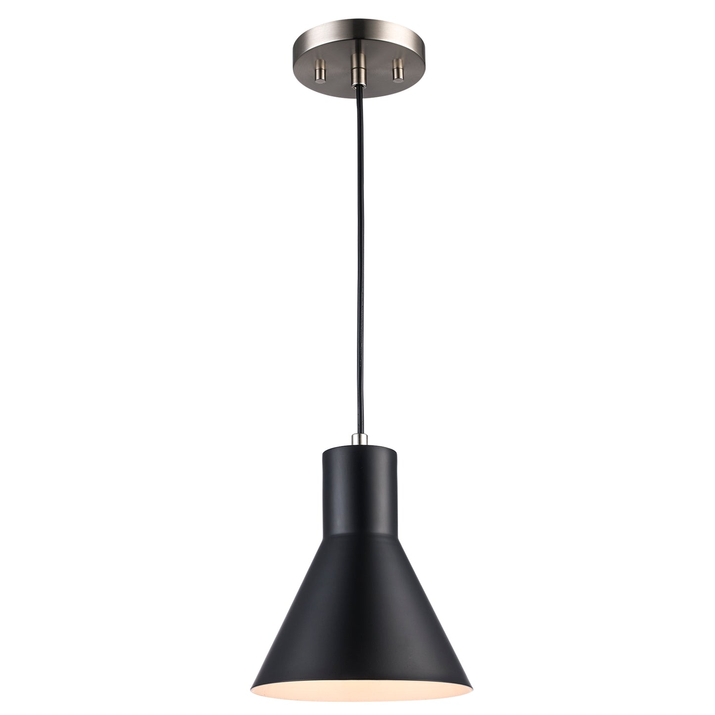 Belinda Modern Metal Cone Downlight Pendant Lamp - Matte Black and Polished Nickel 
