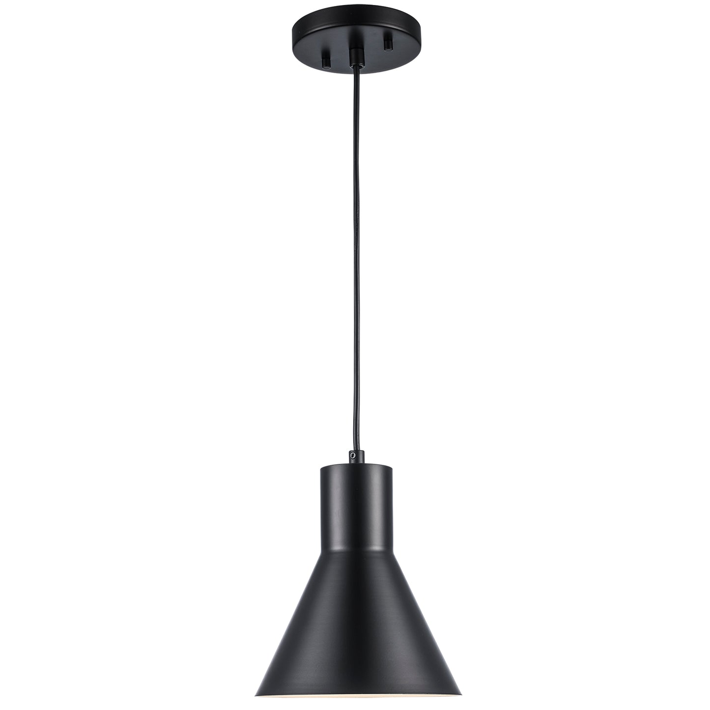 Belinda Modern Metal Cone Downlight Pendant Lamp - Matte Black and Polished Nickel 