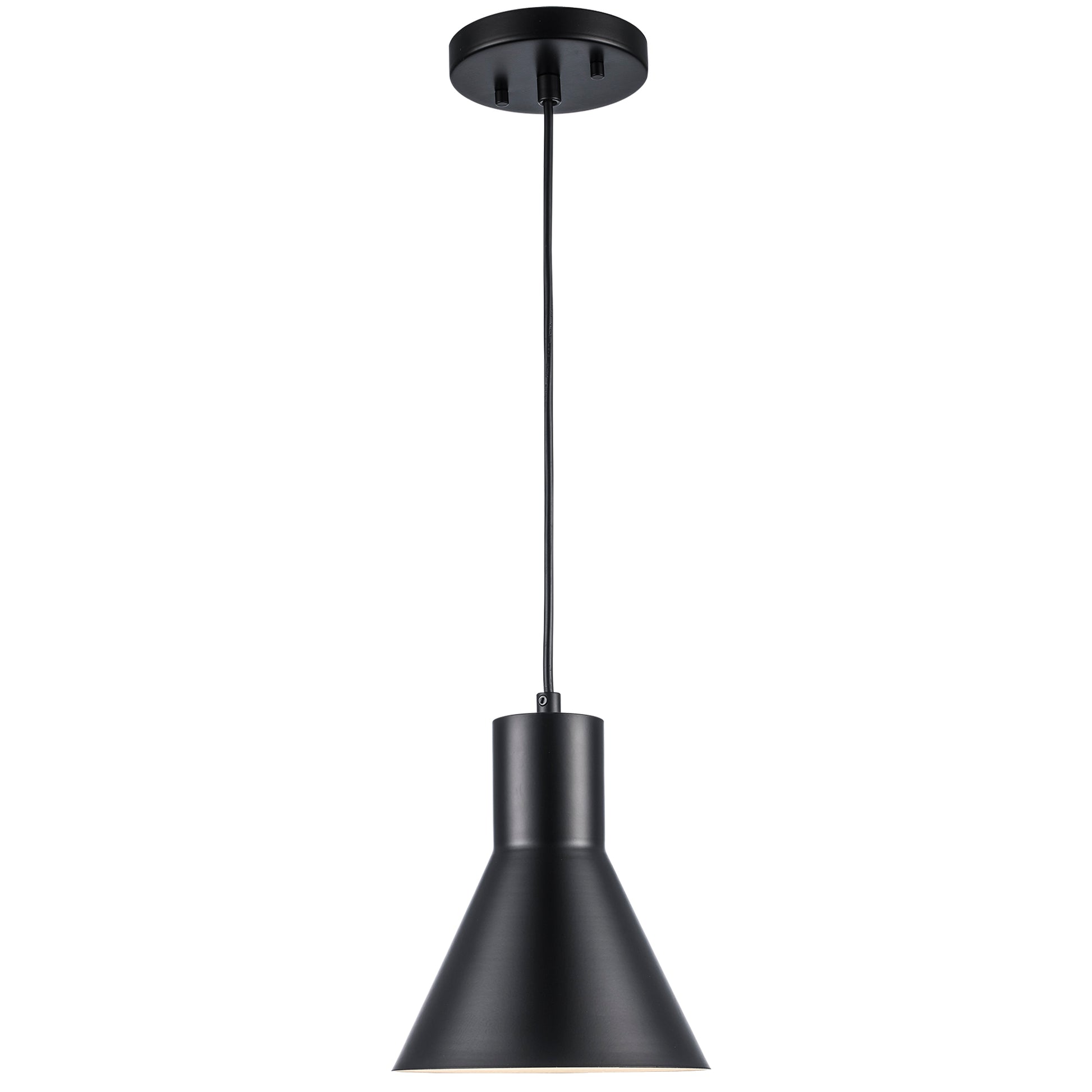 Belinda Modern Metal Cone Downlight Pendant Lamp - Matte Black and Polished Nickel 