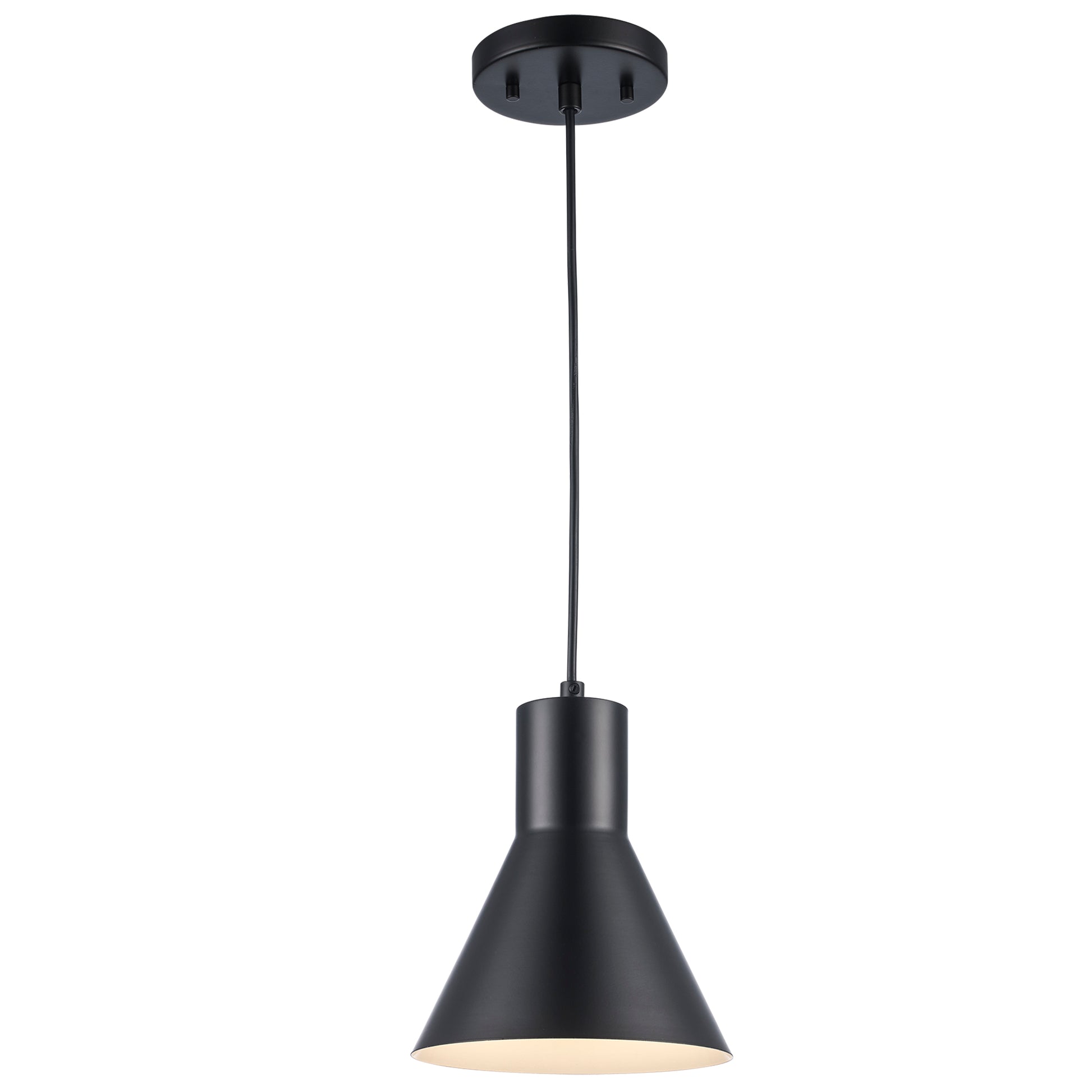Belinda Modern Metal Cone Downlight Pendant Lamp - Matte Black and Polished Nickel 