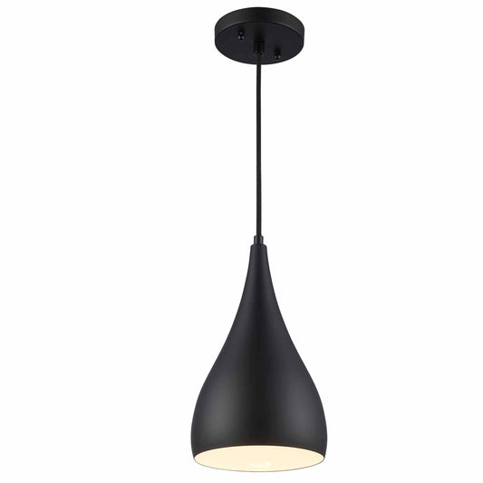 Teardrop Small Modern Metal Dome Downlight Pendant Lamp in Black