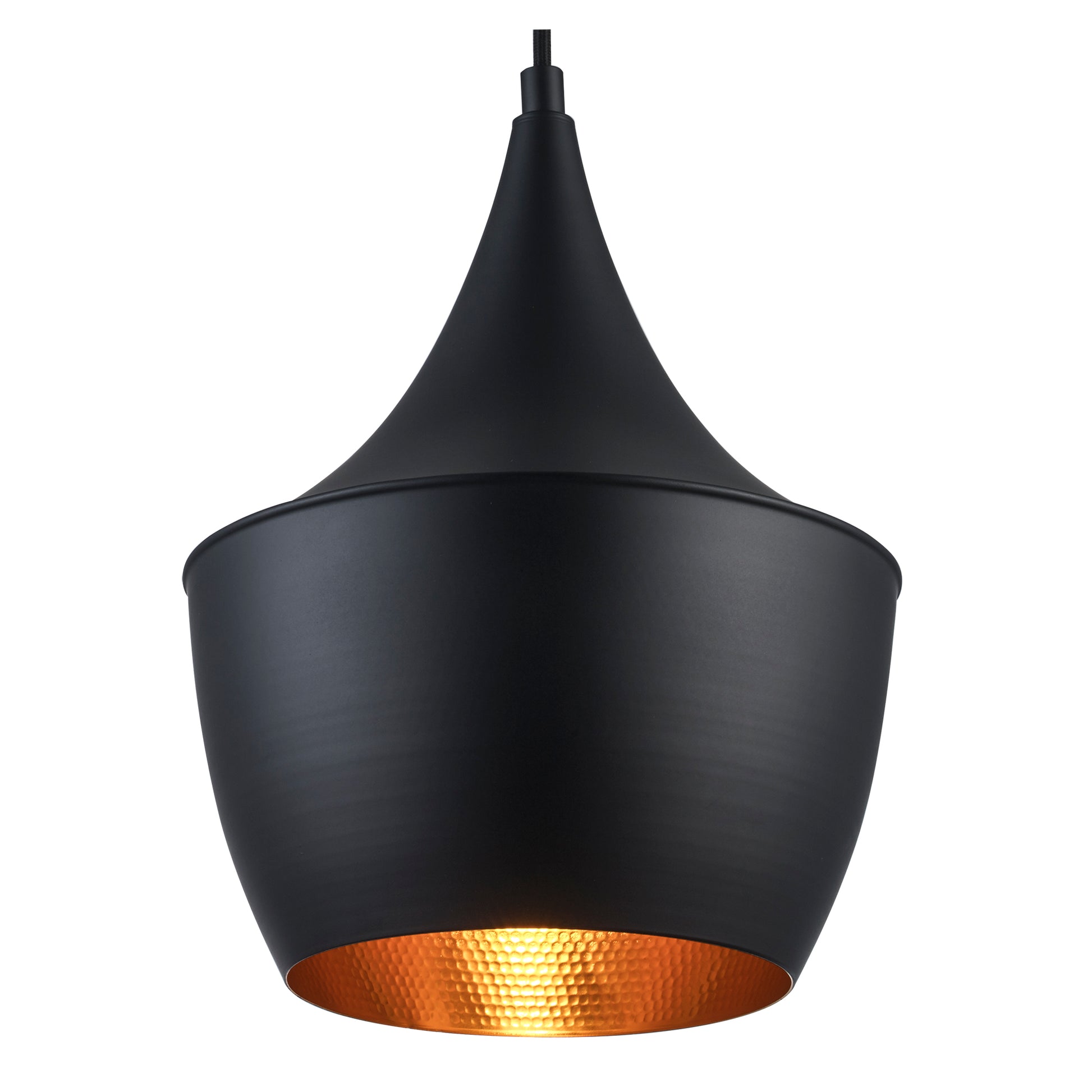 Dixon Modern Metal Downlight Pendant Lamp in Black + Hammered Gold