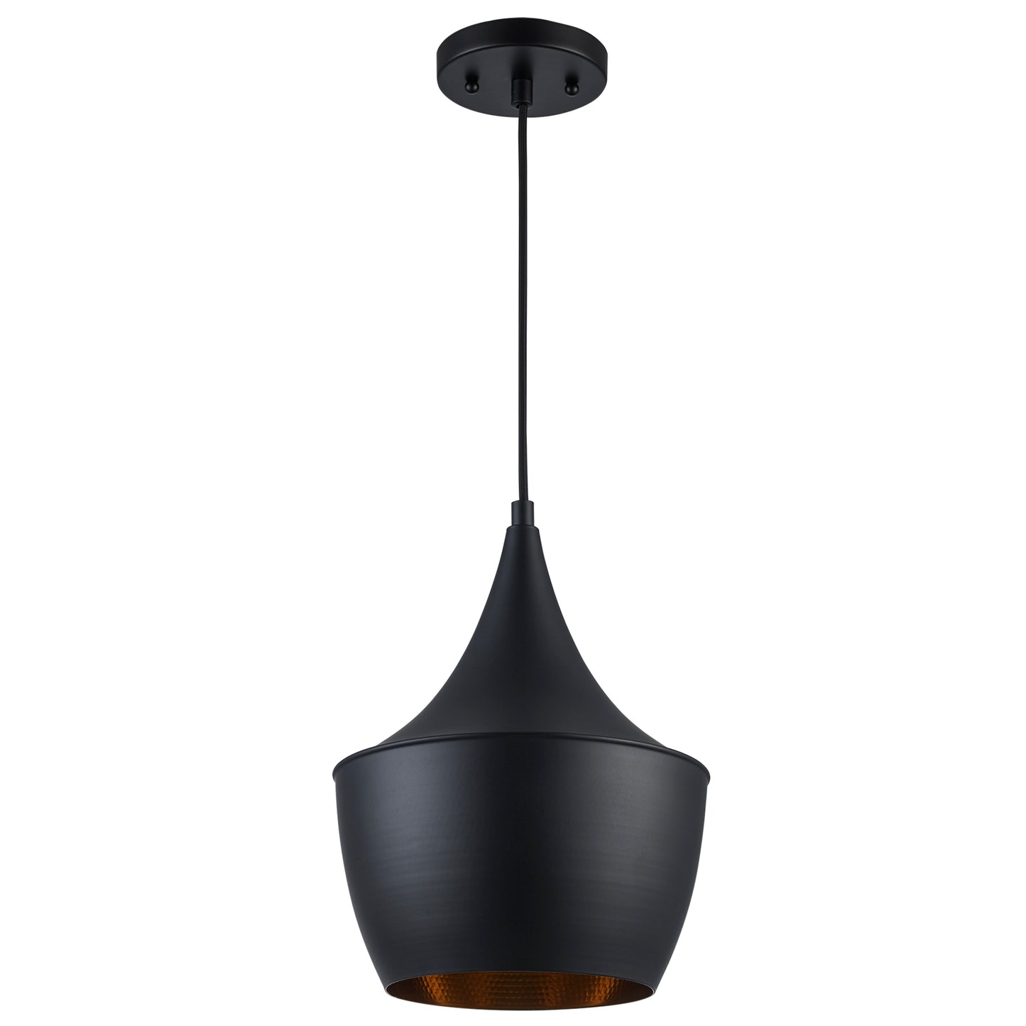 Dixon Modern Metal Downlight Pendant Lamp in Black + Hammered Gold