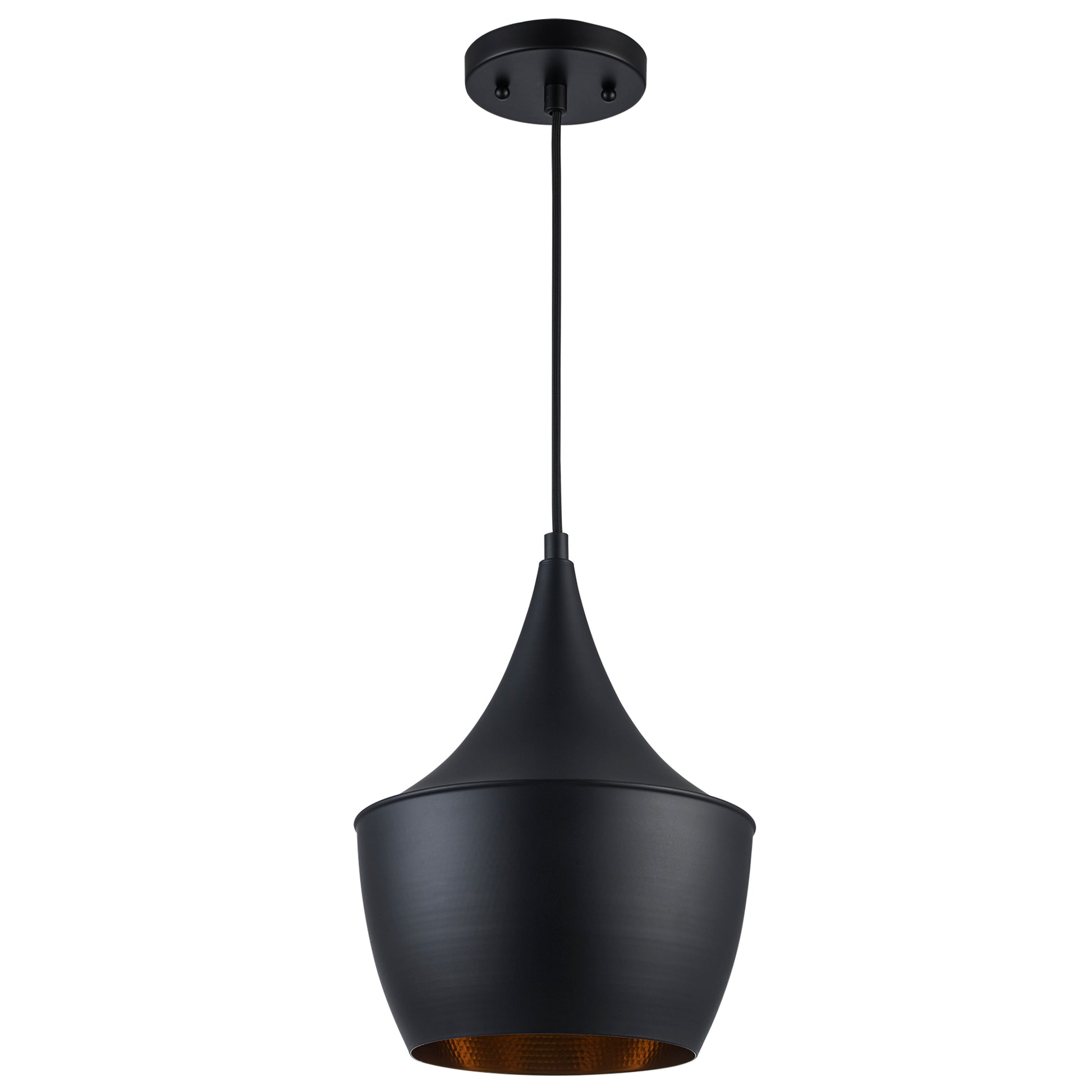 Dixon Modern Metal Downlight Pendant Lamp in Black + Hammered Gold