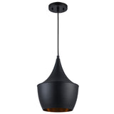 Dixon Modern Metal Downlight Pendant Lamp in Black + Hammered Gold