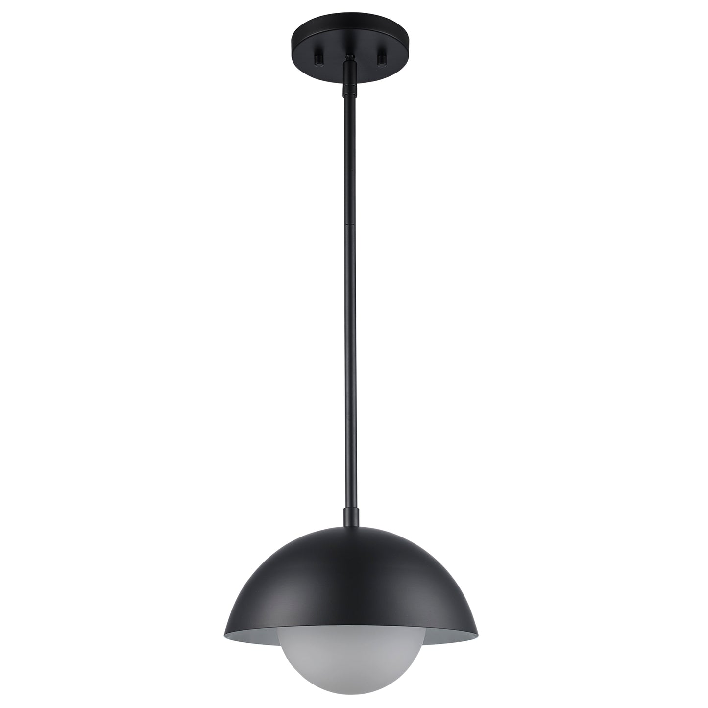 Maureen 10" Dome Globe Pendant Lamp in Black + White - Midcentury Modern Lighting by Practical Props