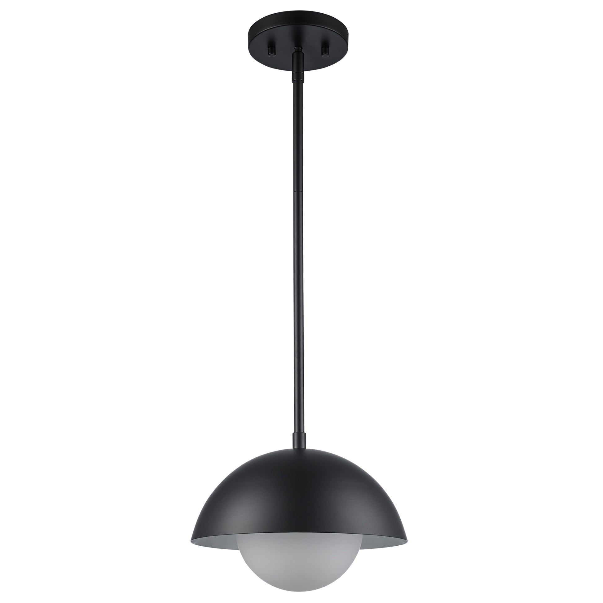 Maureen 10" Dome Globe Pendant Lamp in Black + White - Midcentury Modern Lighting by Practical Props