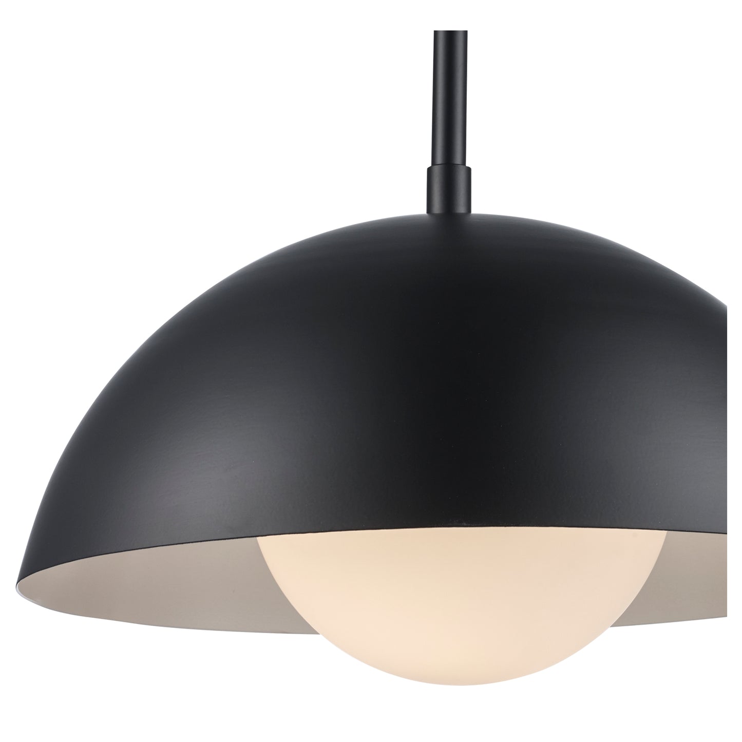 Maureen 12" Dome Globe Pendant Lamp in Black + White - Midcentury Modern Lighting by Practical Props