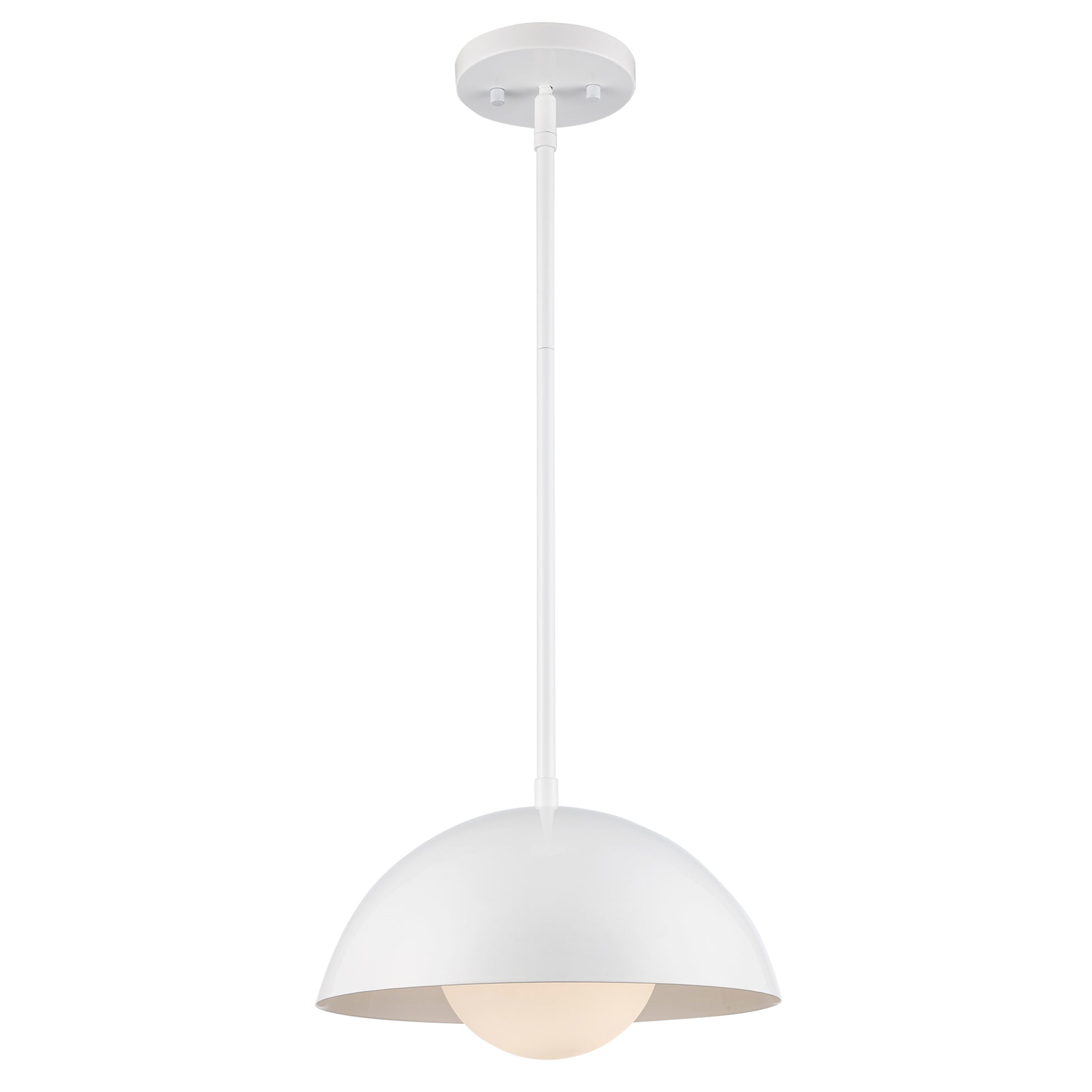Maureen 12" Dome Globe Pendant Lamp in Black + White - Midcentury Modern Lighting by Practical Props