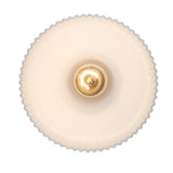 Skyline 12" Ribbed Opal White Dome Glass Globe 1-Light Pendant Fixture in Modern Brass