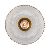 Meadow 12" Ribbed Clear Glass Dome 1-Light Pendant Fixture in Modern Brass