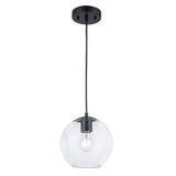 Luther 8" Clear Glass Modern Globe Pendant in Black or Brushed Nickel 