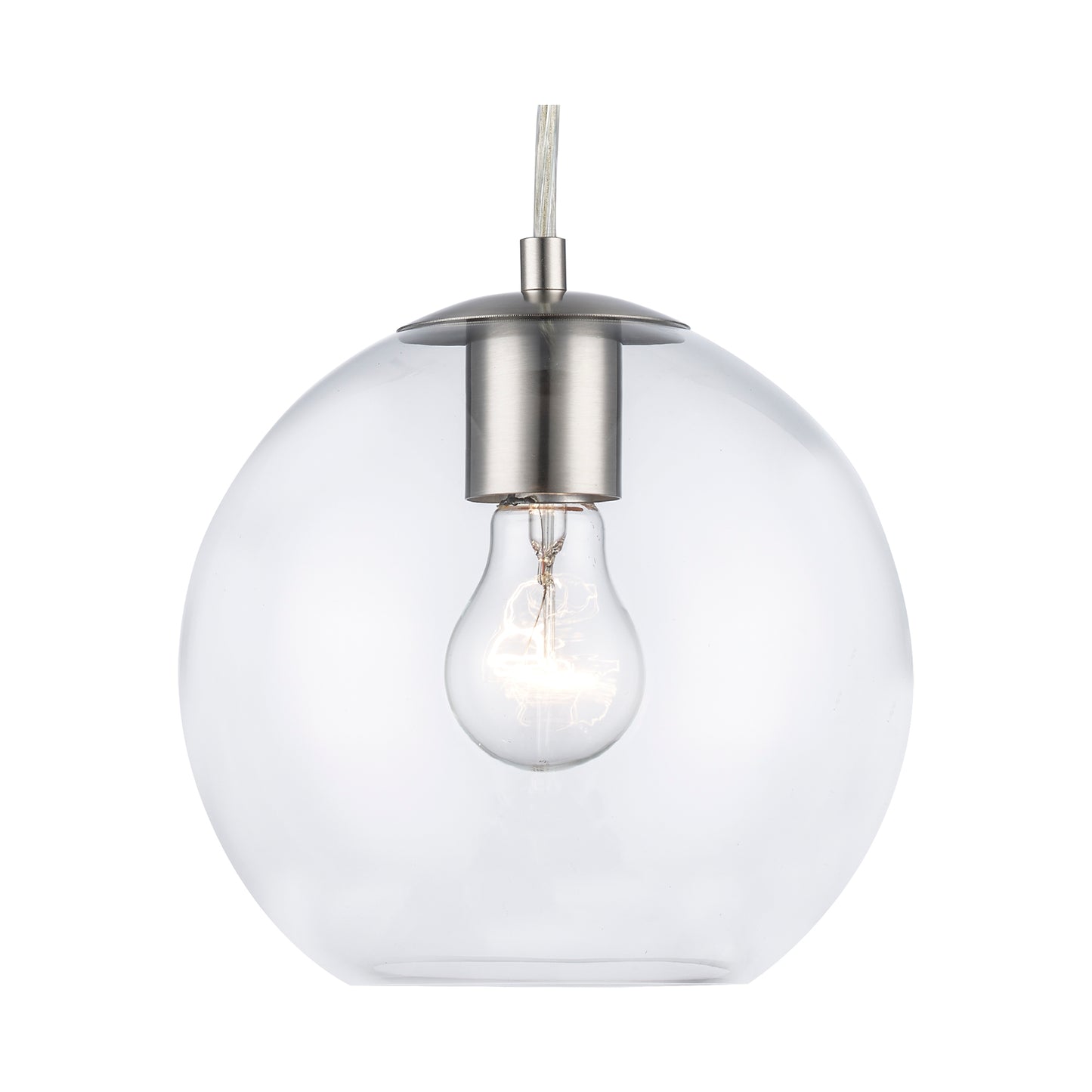 Luther 8" Clear Glass Modern Globe Pendant in Black or Brushed Nickel 