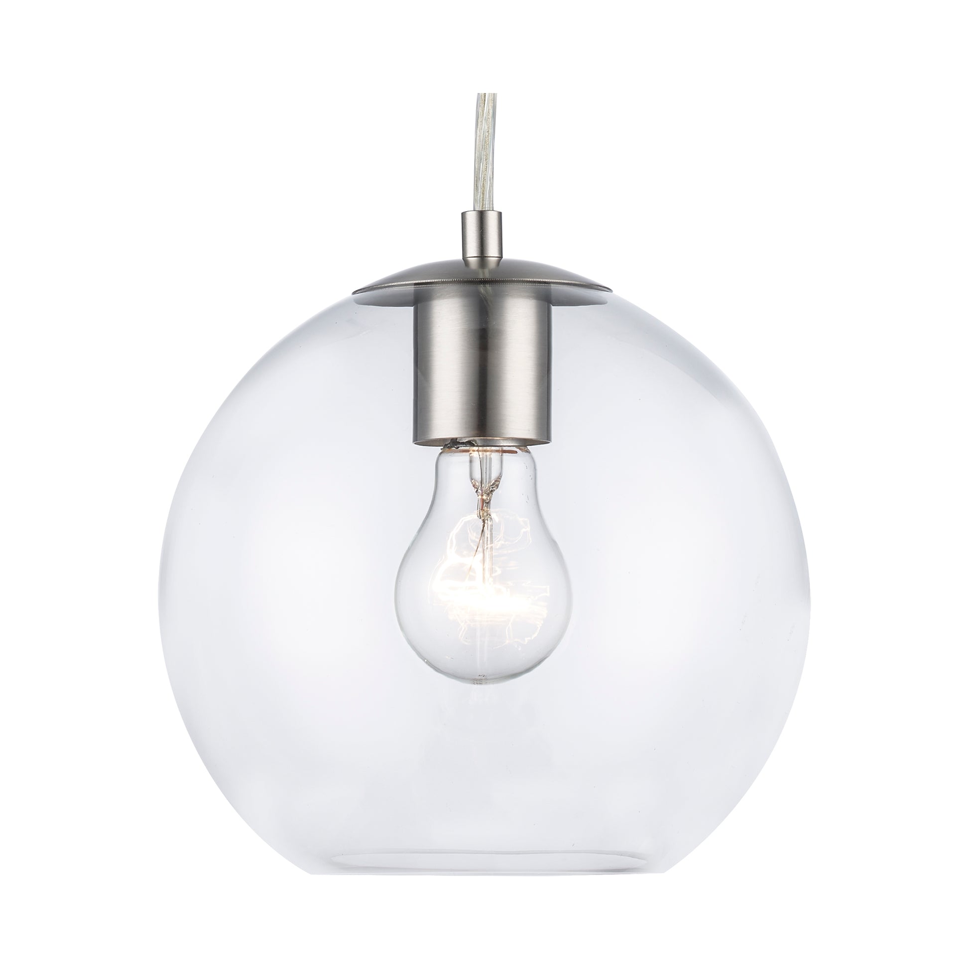 Luther 8" Clear Glass Modern Globe Pendant in Black or Brushed Nickel 