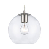Luther 8" Clear Glass Modern Globe Pendant in Black or Brushed Nickel 