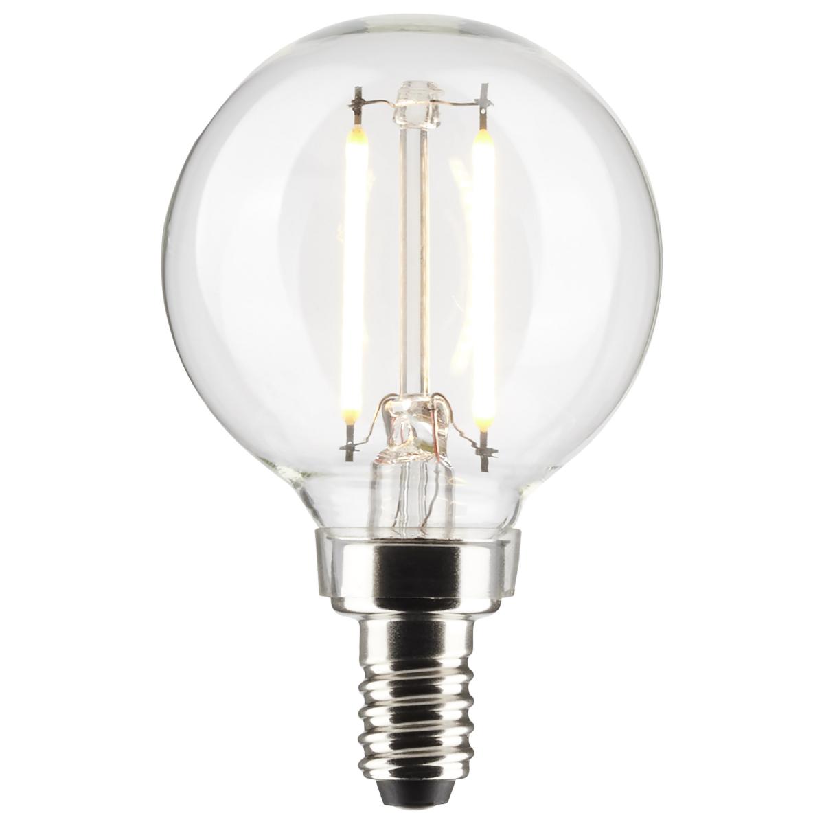 LED G16 Clear Dimmable Round Sputnik Globe Light Bulbs - E12 Candelabra Base - 2700k Warm White