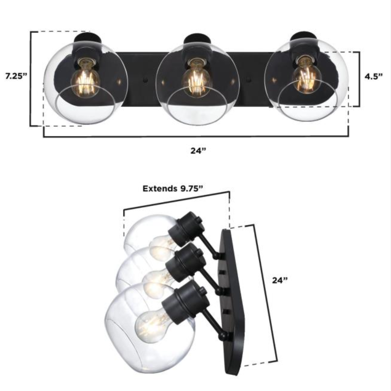 Hyson 3-Light Retro Clear Glass Globe Wall Sconce Vanity Light by Westinghouse