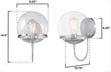 Maria 1-Light Retro Silver + Clear Glass Globe Wall Sconce Vanity Light by Westinghouse