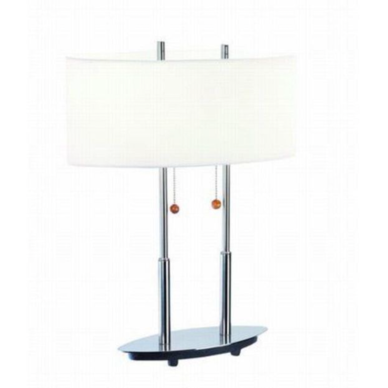 Bliss Modern Steel 2-light Oval Desk Lamp with White Linen Shade