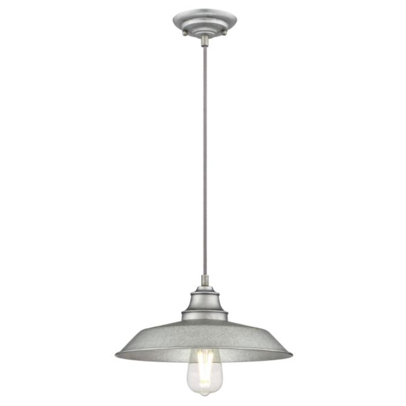 Iron Hill Industrial China Hat Pendant Light in Galvanized Steel 