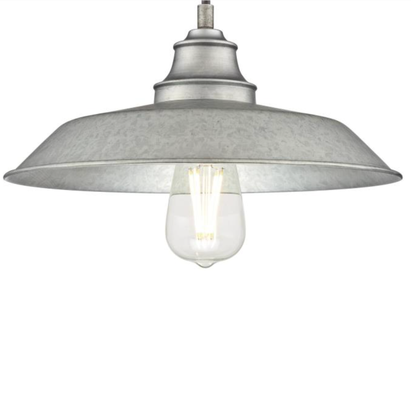 Iron Hill Industrial China Hat Pendant Light in Galvanized Steel 